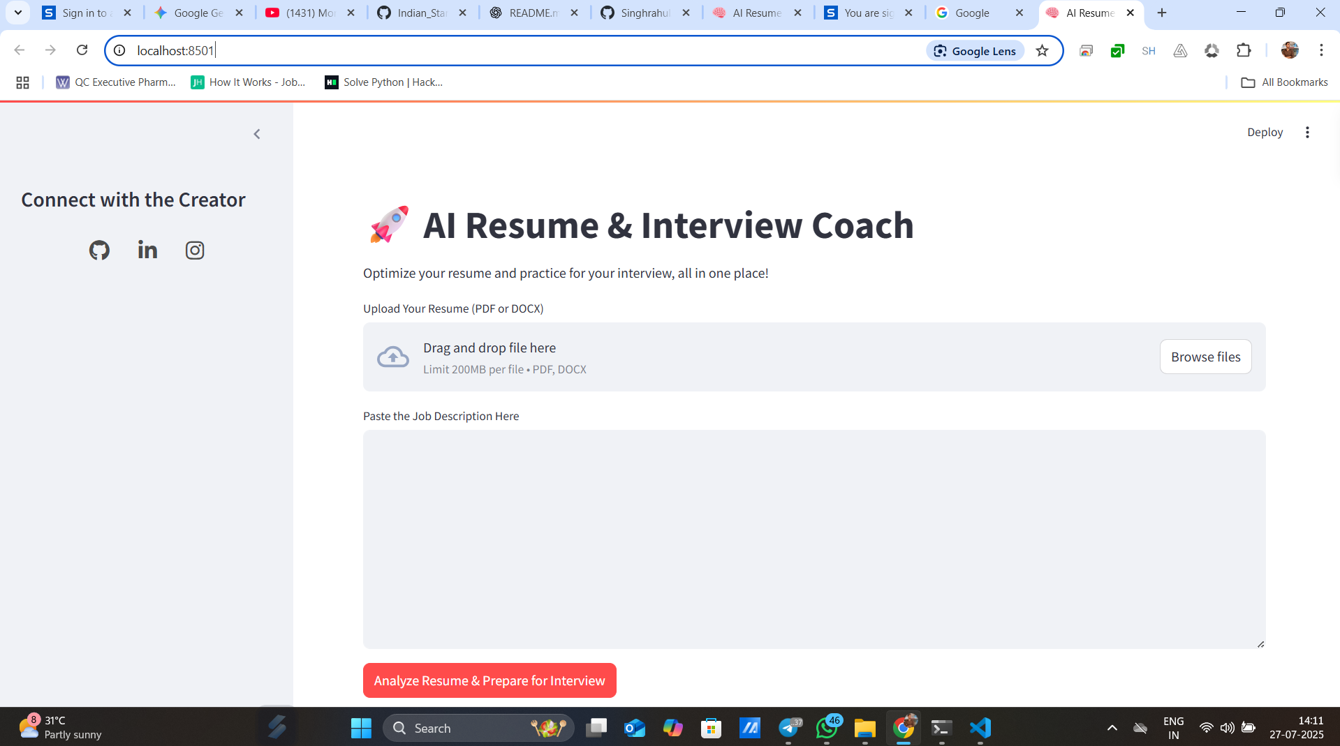 AI Resume Interview Coach Screenshot